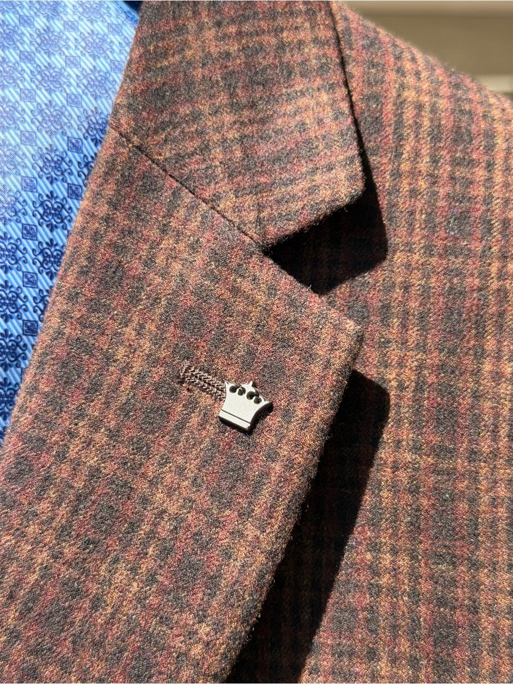 Louis Philippe Plaid Sport Coat in Brown & Blue Like New